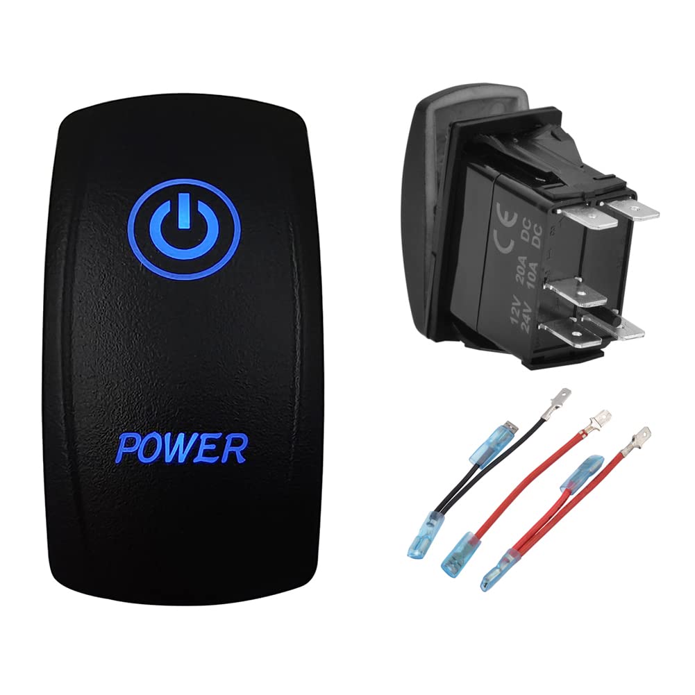 Bacautoparts Blue Led Power Rocker Switch With Jumper Wires 5P On Off Spt Toggle Switch For The Arbcarlingnarva 4X4 Utv Atv Cara