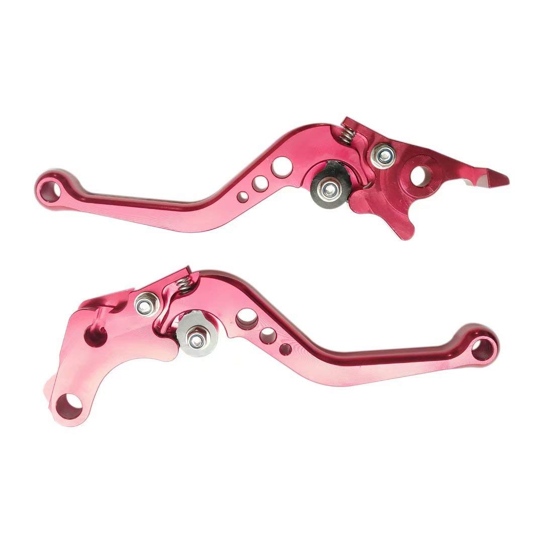 Red Cnc 6 Position Shorty Brake Clutch Lever For Kawasaki Zx1400 / Zx14R / Zzr1400 2006-2015 06 07 08 09 10 11 12 13 14 15