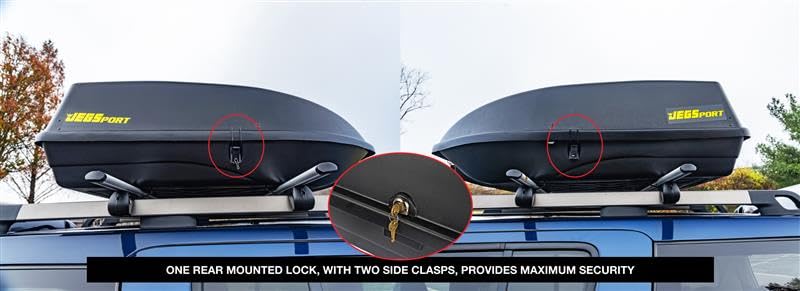 Jegs Rooftop Cargo Carrier For Car Storage - Large Roof Rack Cargo Carrier - Front Hinge/Rear Lock - Rear Opening Weatherproof S