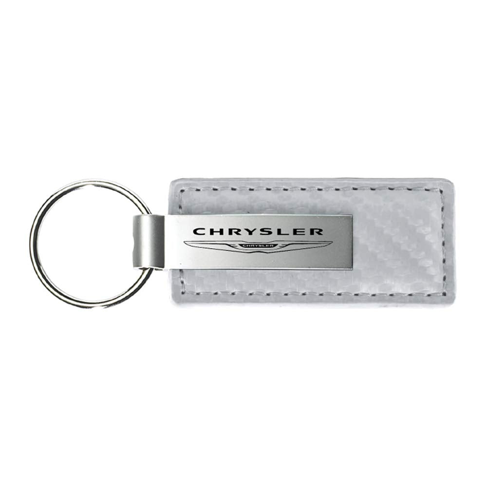 Chrysler White Carbon Fiber Texture Leather Key Chain