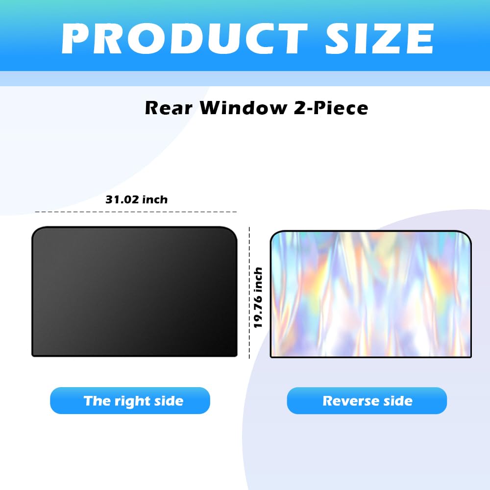 2PCS Holographic Rear Car Window Shades,Magnetic Car Window Covers for Blocking Sunlight to Lower The Temperature Inside The Car