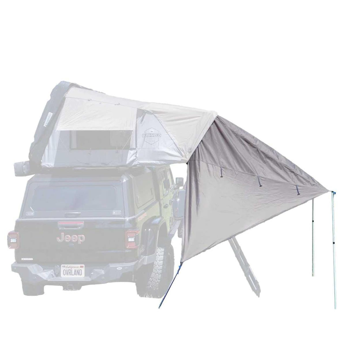 Overland Vehicle Systems Hd Bushveld Hard Shell Roof Top Tent Awning For 4 Person Roof Top Tent - 420D Heavy Duty Polyester Rip-Stop Material - Secure Storage Bag