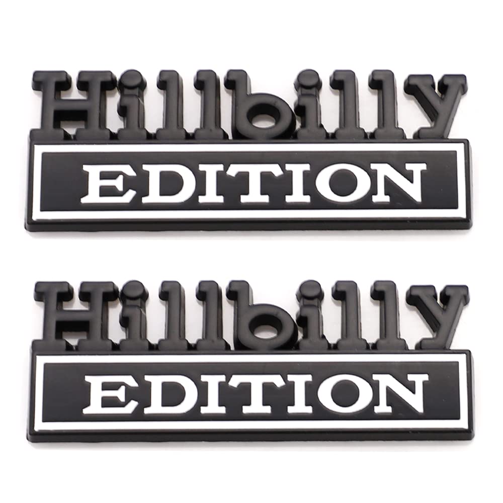 CARRUN 2 Pcs Hillbilly Edition Emblem Car Side Rear Front Hood Trunk Door Badge 3D Decal Sticker Fit for Truck SUV (Hillbilly, B
