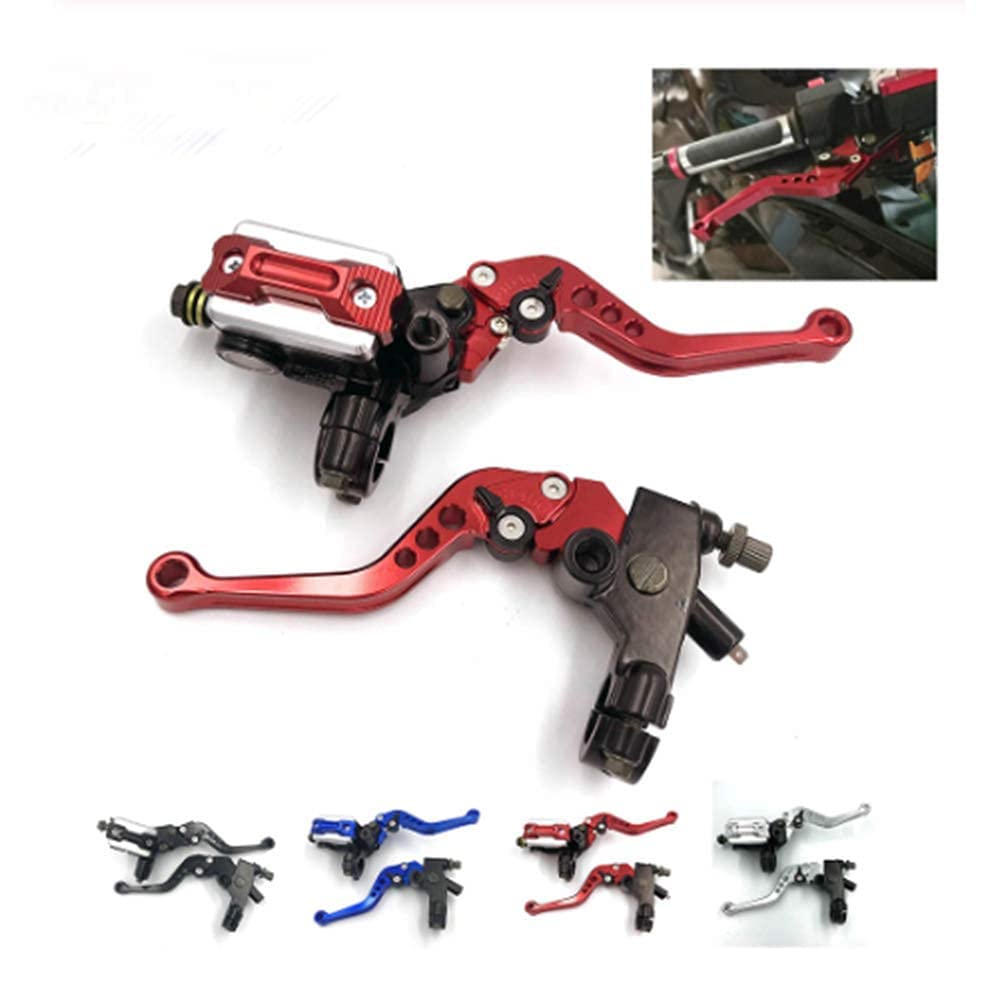 Lisylineauto Motorcycle 7/8' 22Mm Handlebar Brake Master Cylinder Clutch Lever Left & Right Set Compatible With Harley Honda Kawasaki Suzuki Yamaha Red