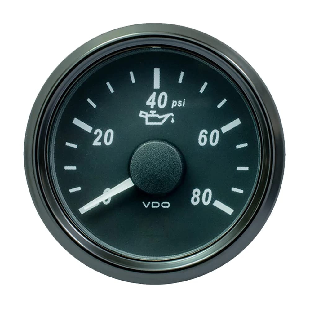 Vdo Singleviu 52Mm (2-1/16'') Oil Pressure Gauge - 80 Psi - 0-180 Ohm