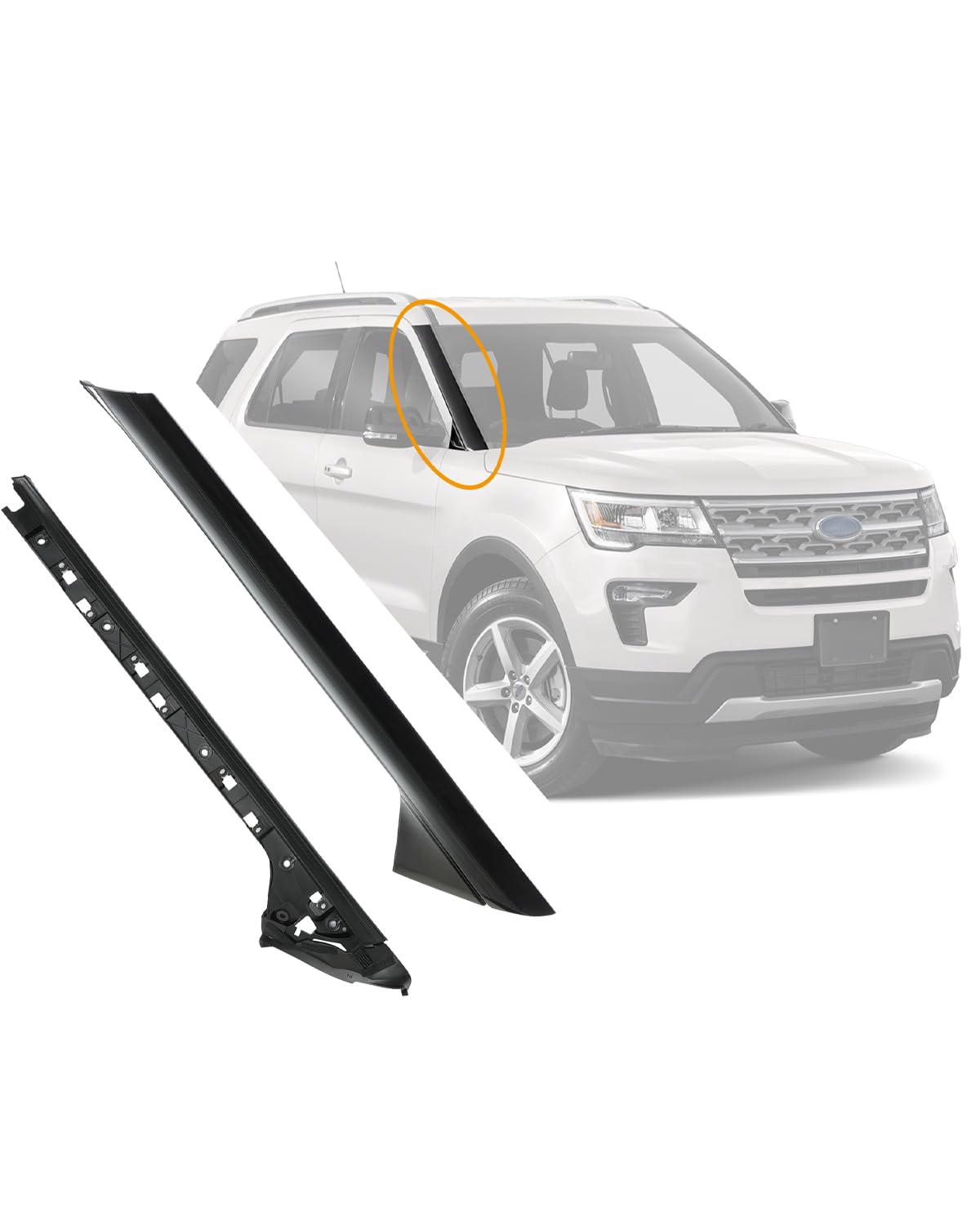 Windshield Trim Molding A-Pillar Set, Compatible With 2011-2019 Ford Explorer,Front Outer & Inner Right Passenger Bb5Z7803144Aa 