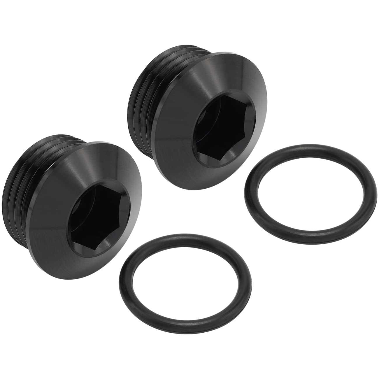 Podavelle 8An 8 Orb O-Ring Seal Boss Socket Port Plug Block Off Fitting Adapter Aluminum Black, Pack Of 2