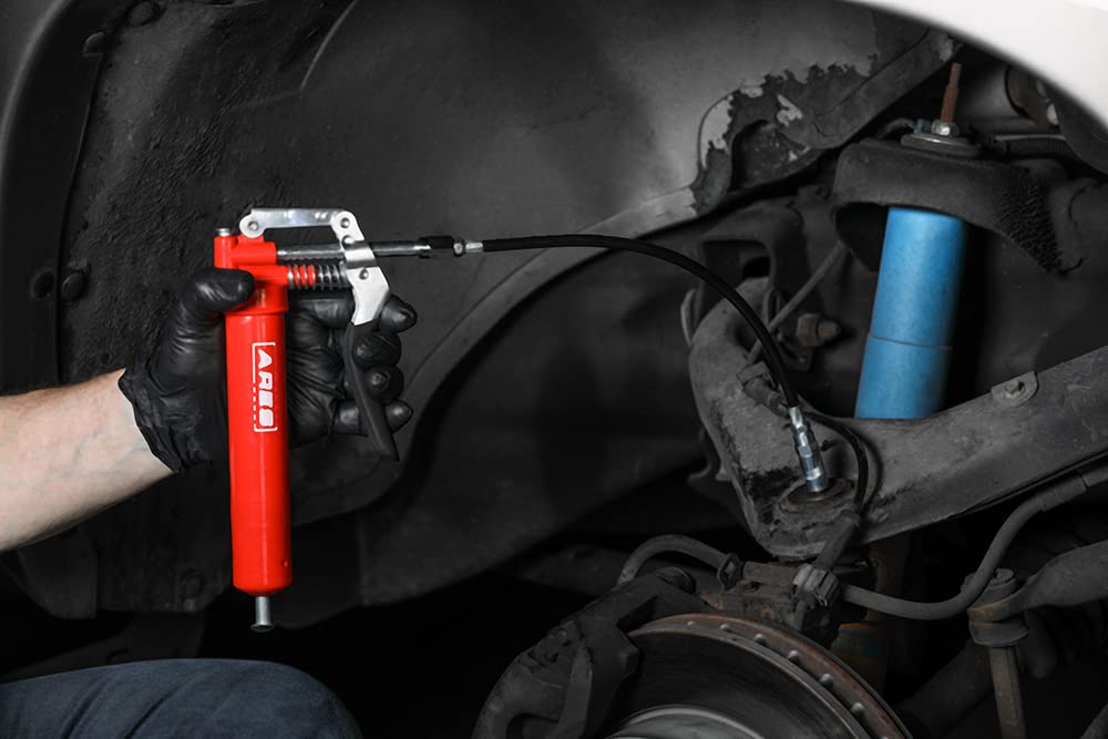 Ares 53011 - 3Oz Pistol Grip Mini Grease Gun - Includes 12-Inch Flex Hose And 4-Inch And 6-Inch Straight Extensions - 3000 Psi W