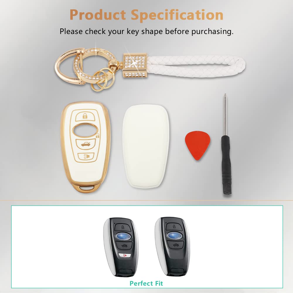 Pifoog For Subaru Key Fob Cover Outback Forest Ascent Impreza Wrx Brz Crosstrek Legacy 4 Buttons Keys Case Shell Bling Car Keych