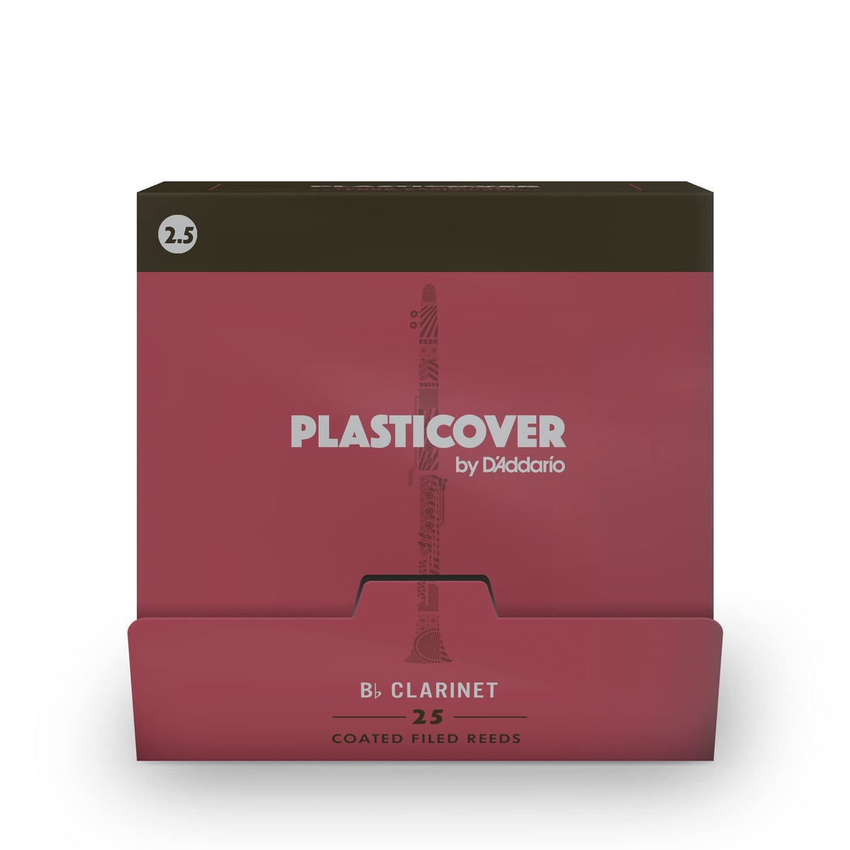 Plasticover By Daddario Bb Clarinet Reeds, Strength 25, 25-Pack