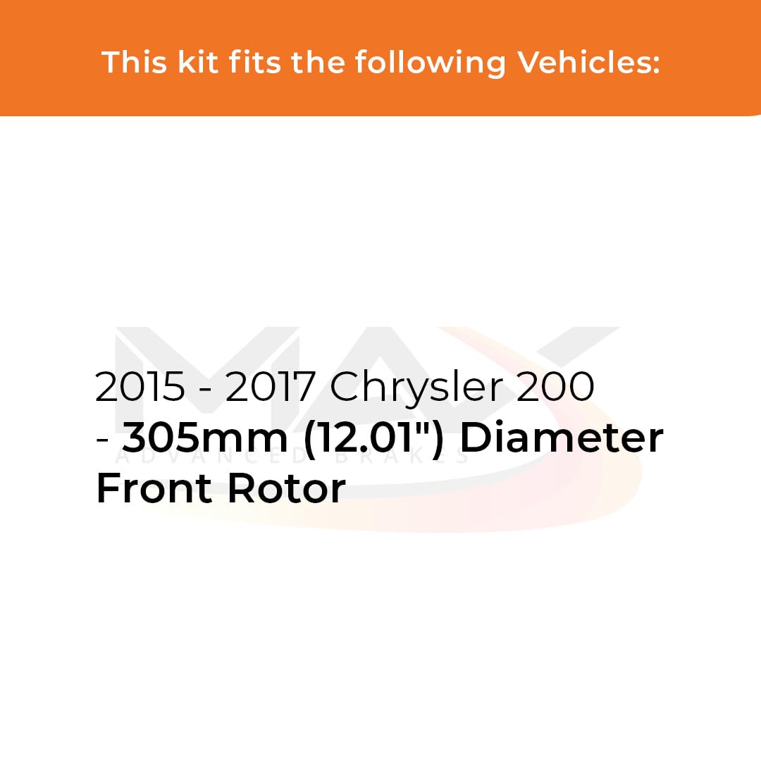 Max Advanced Brakes Front & Rear Brake Kit Compatible With 2015 2016 2017 Chrysler 200 W/12.01'' Frt Rotor Replacement Cross Dri