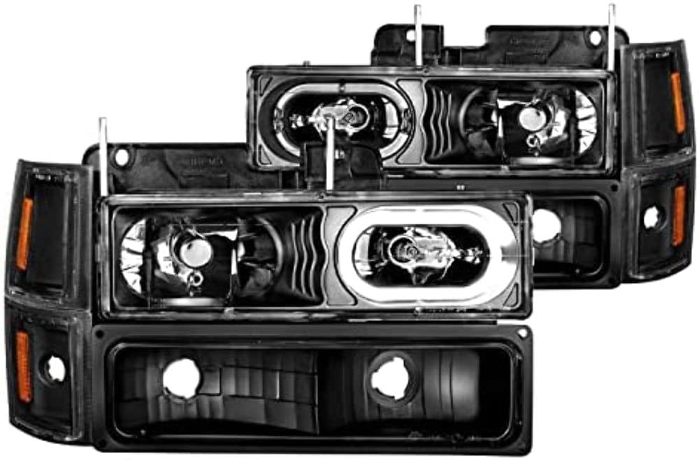 Anzo ( 111507 88-98 Chevrolet C1500 Crystal Headlights Black Housing W/Signal And Side Marker Lights
