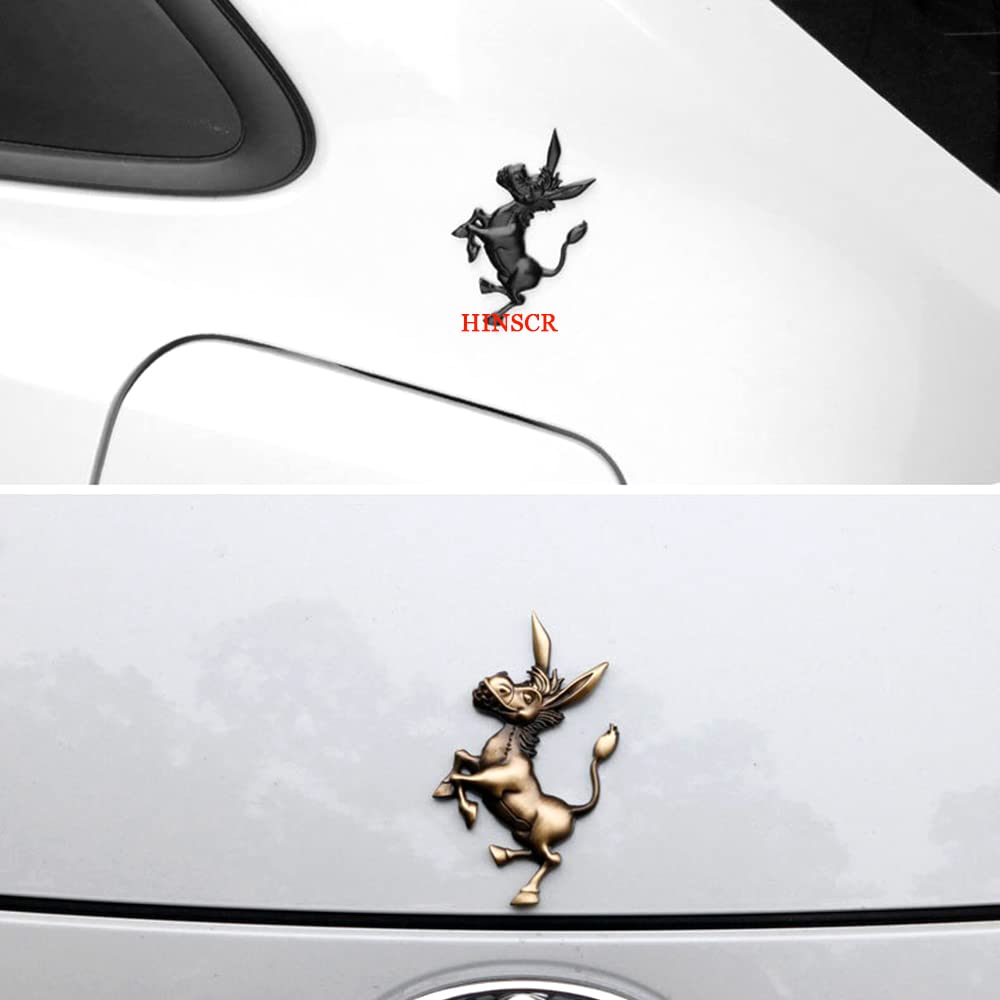 Hinscr Donkey Metal Car Emblem 3D Car Hood Badge Sticker Cute Decorative Decal For Car Motorcycle Laptop Backpack(Black)
