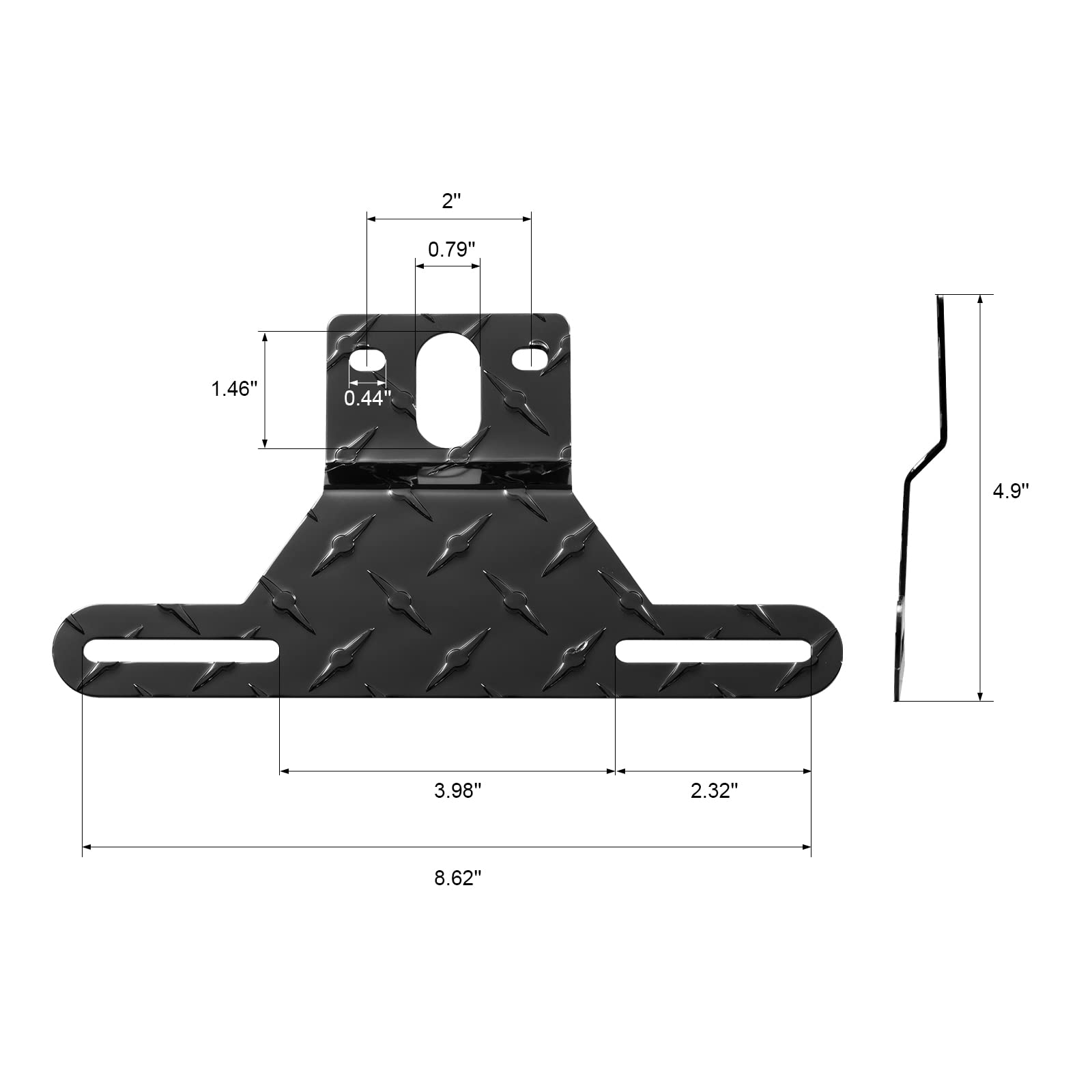 Czc Auto Aluminum Trailer License Plate Light Bracket With Light Mount Hole For Trailers Trucks (Black)
