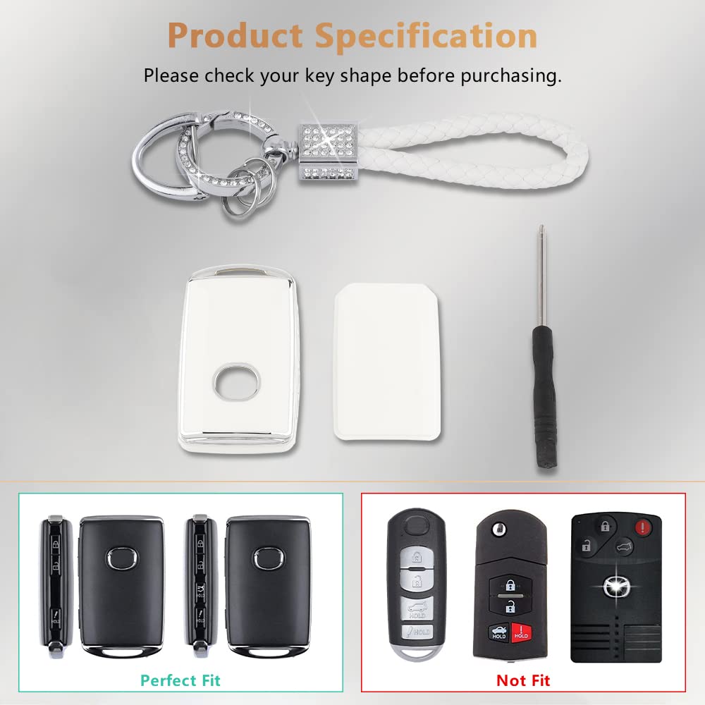 Pifoog Car Key Case For Mazda 3 6 Cx9 Cx5 Cx30 Mx5 Cx50 Accessories Tpu Keys Fob Cover Shell Cute Bling Keychain Landyard Full P