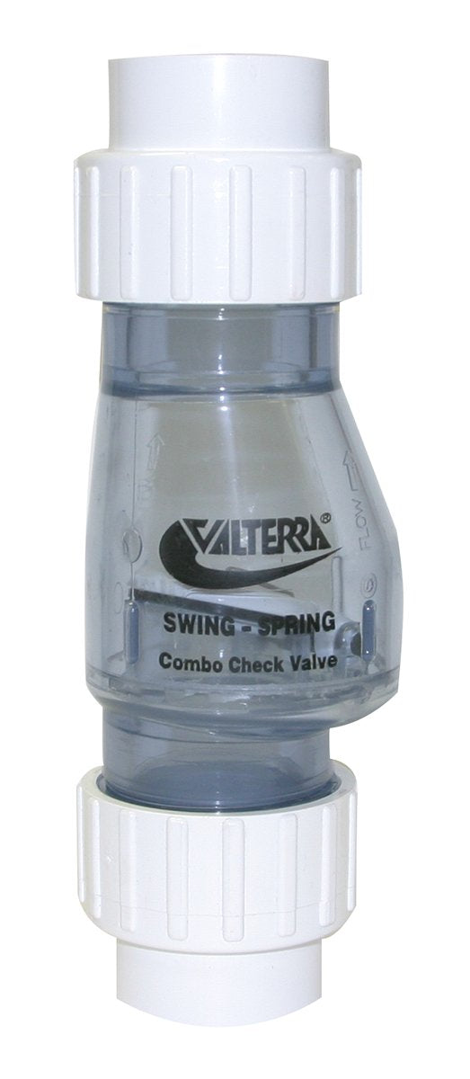 Valterra 200-CU15 PVC Swing/Spring Combination Check Valve, Clear, 1-1/2' Union