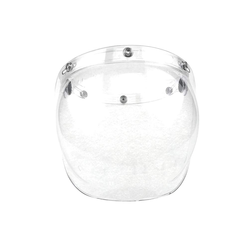 Wancar Retro Motorcycle Bubble Visor Wind Shield Lens Universal For Standard 3-Snap Open Face Helmets(Clear)