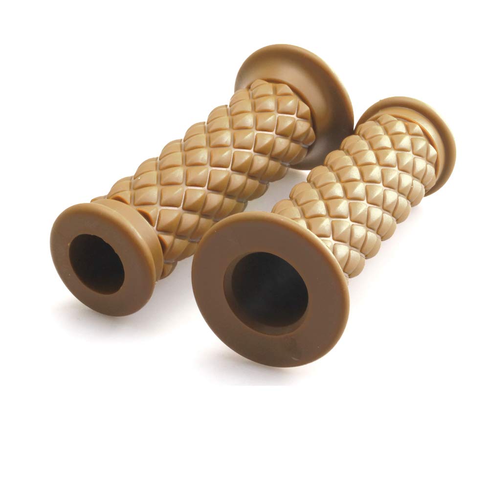 Motorcycle Vintage Non Slip Handlebar Grips 7/8 22Mm 1 24Mm Rubber Handle Grips, Open End (Yellow)