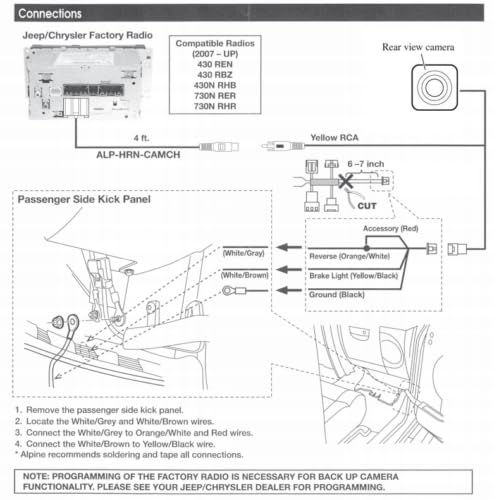 EWAY Backup Camera RCA Adapter for Jeep, Chrysler, Dodge - 20 Pin Video Input Harness for MyGIG Navigation Systems, Yellow