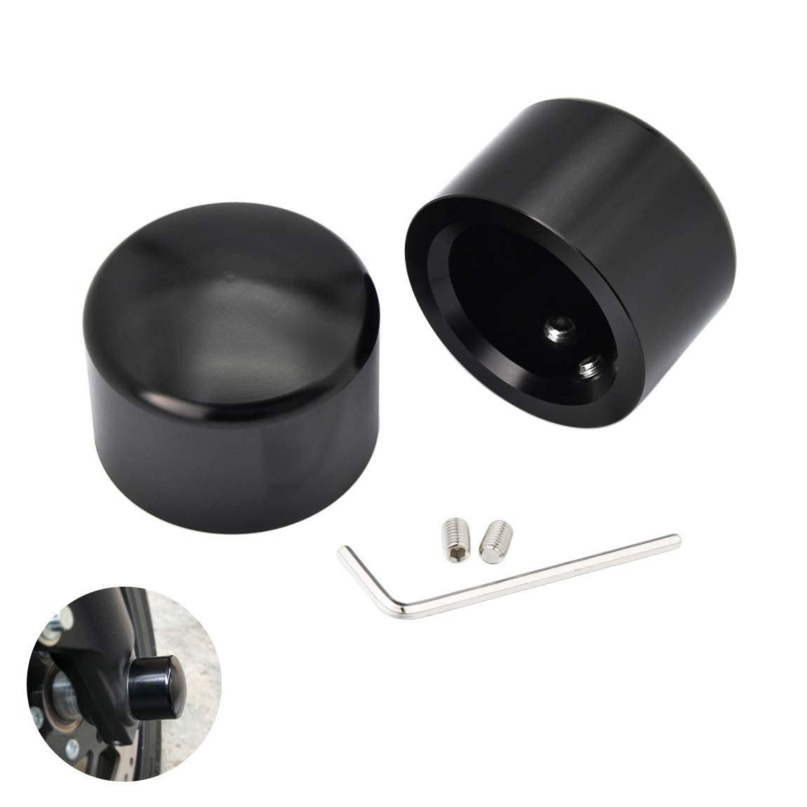 Benlari Black Axle Nut Covers Front Axle Caps Compatible For Harley Davidson Touring Softail Sportster Dyna Trike Electra Street