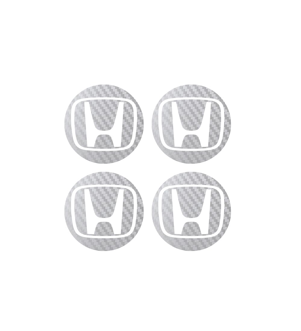 IPG Decals Made for Civic Accord CRV VTEC Si Logo Cap Inner or Outer Stckers Dcals (Center Cap:2.25) (4 Units) (Silver Carbon 