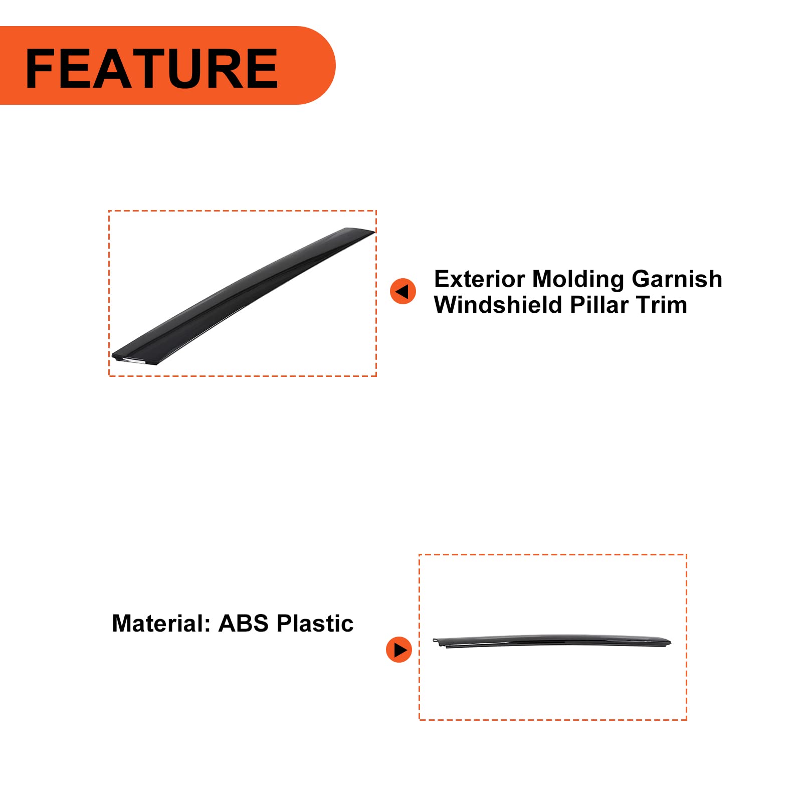 Ecotric Windshield A-Pillar Trim Panel Compatible With 2010-2013 Kia Soul Replacement For 861702K500 Exterior Molding Windshield