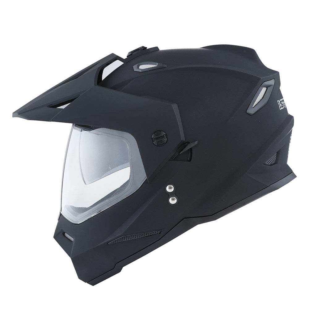 1Storm Dual Sport Motorcycle Motocross Off Road Full Face Helmet Dual Visor Matt Black + Motorcycle Bluetooth Headset