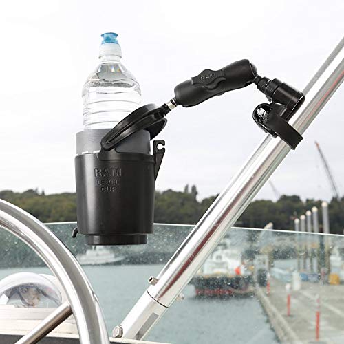 RAM Mounts RAP-B-132B-201U Level Cup 16oz Drink Holder with Double Socket Arm with Medium Arm Compatible with RAM B Size 1'' Bal