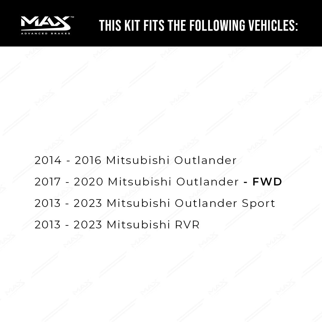 Max Advanced Brakes Front & Rear Brake Kit For 2014-2020 Mitsubishi Outlander 2013-2021 Mitsubishi Outlander Sport Rvr Replacement Cross Drilled Disc Brake Rotors And Ceramic Brake Pads