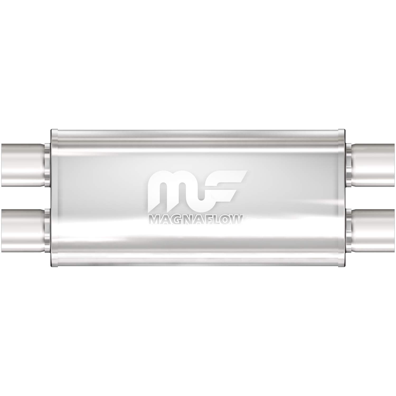 MagnaFlow Performance Exhaust Muffler 12469: 3''/3'' Inlet/Outlet, 5x8x18'' Oval, Stainless Steel, Satin Finish