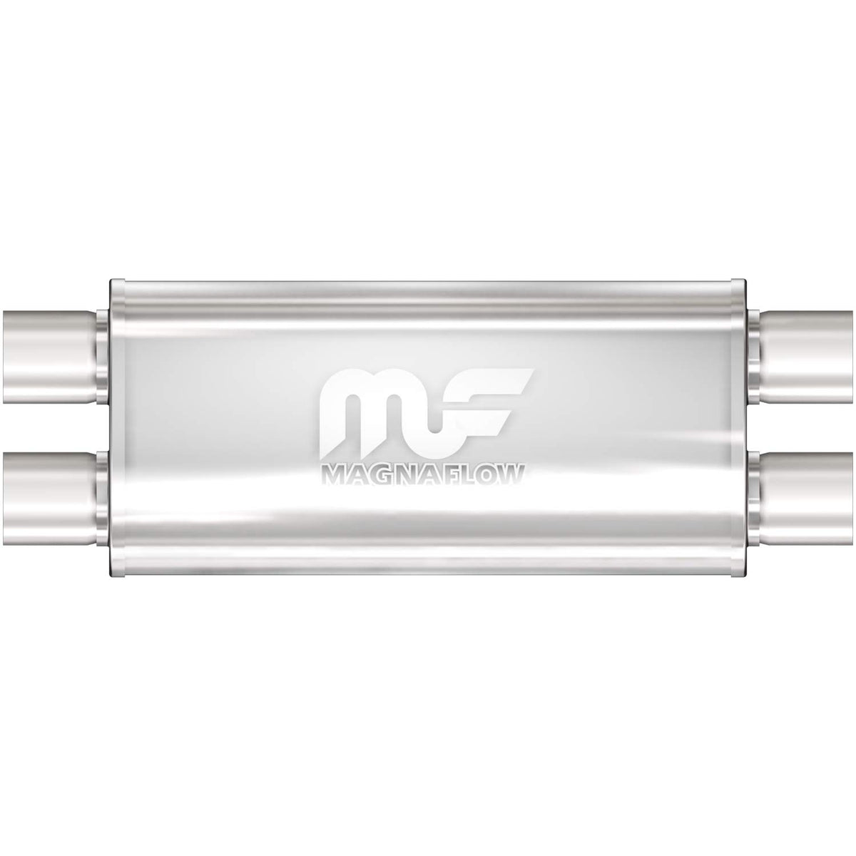 MagnaFlow Performance Exhaust Muffler 12469: 3''/3'' Inlet/Outlet, 5x8x18'' Oval, Stainless Steel, Satin Finish