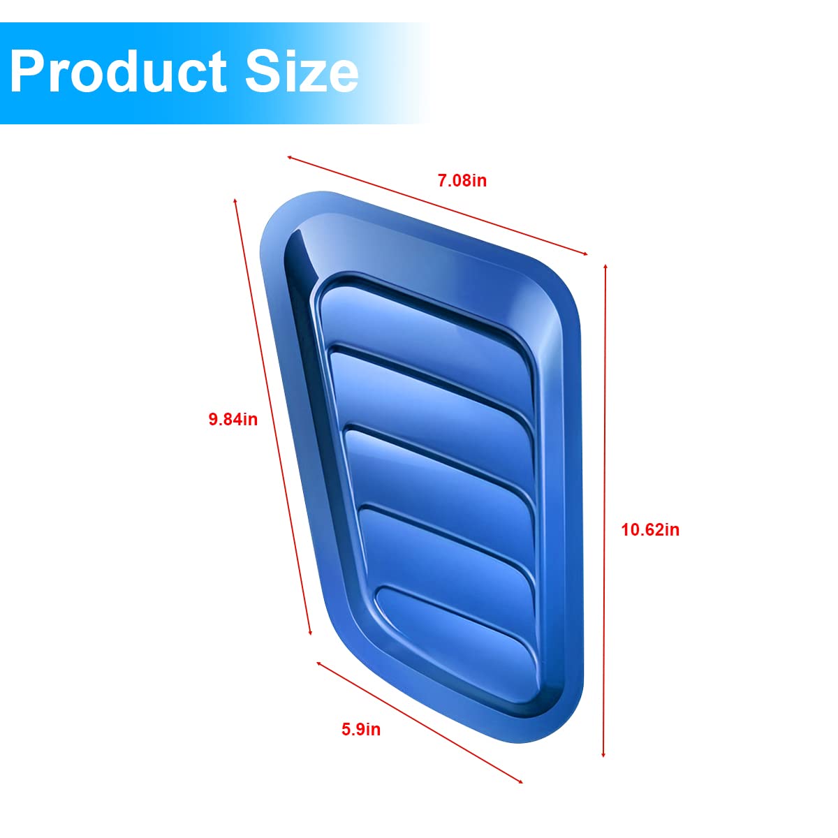 Blilo Car Hood Vents, 2Pcs Universal Hood Air Vents For Car Hood Scoop, Bonnet Vent Hood Air Intake Trim Cover (Blue)
