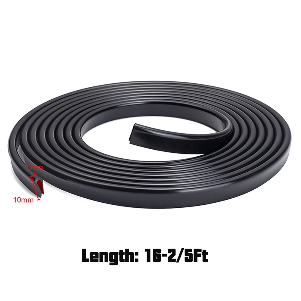 Winunite 16.4Ft(5M) Car Door Edge Guards Black, Fit Most Vehicles, Self-Adhesive Pvc, Fade-Resistant, U-Shaped Automotive Trim C