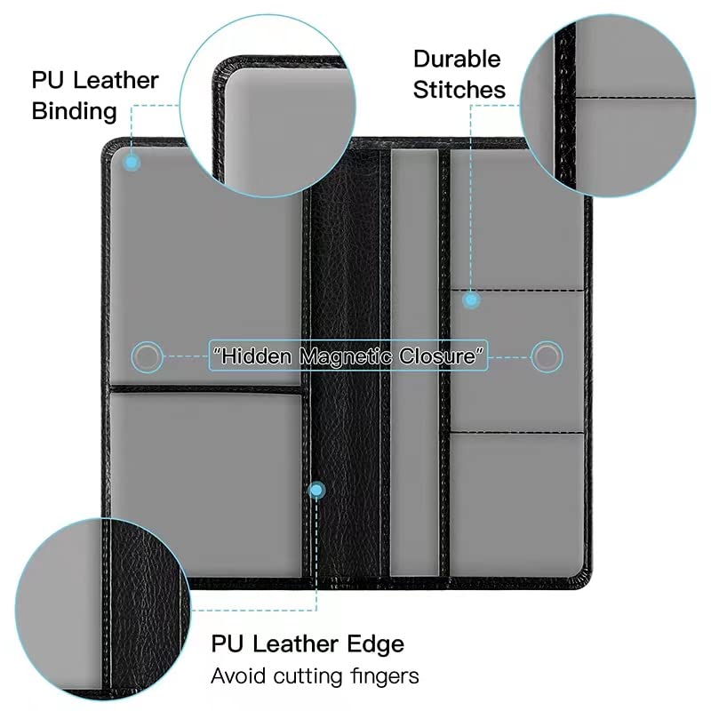 Valardoh Premium Car Registration And Insurance Card Holder, Car Document Holder For Cards, Driver License & Other Essential Documents (Black)