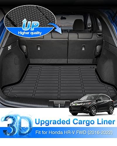 Cartist Cargo Liner Custom Fit For Hr-V Hrv 2016-2022 Fwd Models All Weather Trunk Mat Heavy Duty Waterproof Black Tpe