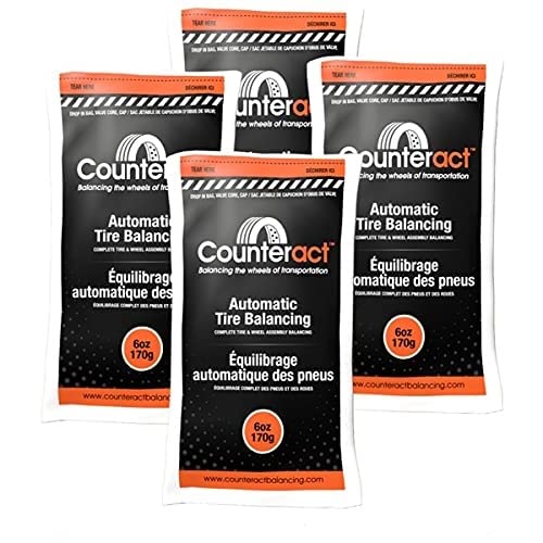 Counteract 6OZ-B4 Centrifugal Force Tire/Wheel Balancing Beads - Off-Road Vehicles, Light Duty Truck Tires, (4) 6oz Balance Bead Bags, (4) Valve Caps and Cores