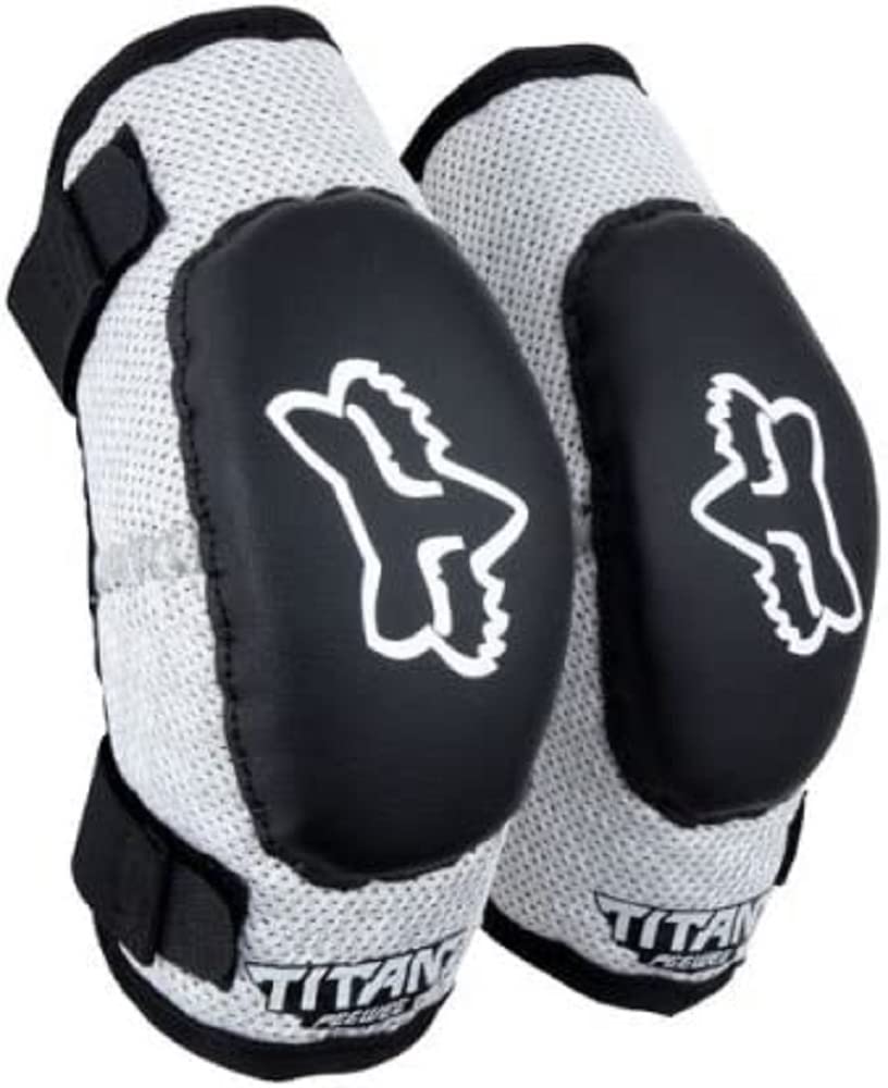 Fox Racing PeeWee Titan Motocross Elbow Guard, Black/Silver, S/M