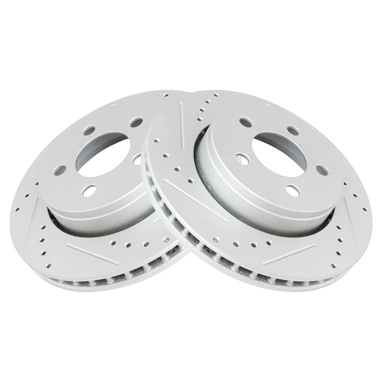 Trq Front Performance Brake Rotors Set Premium G-Coated Cross Drilled & Slotted Compatible With 2007-2011 Dodge Nitro 2008-2012