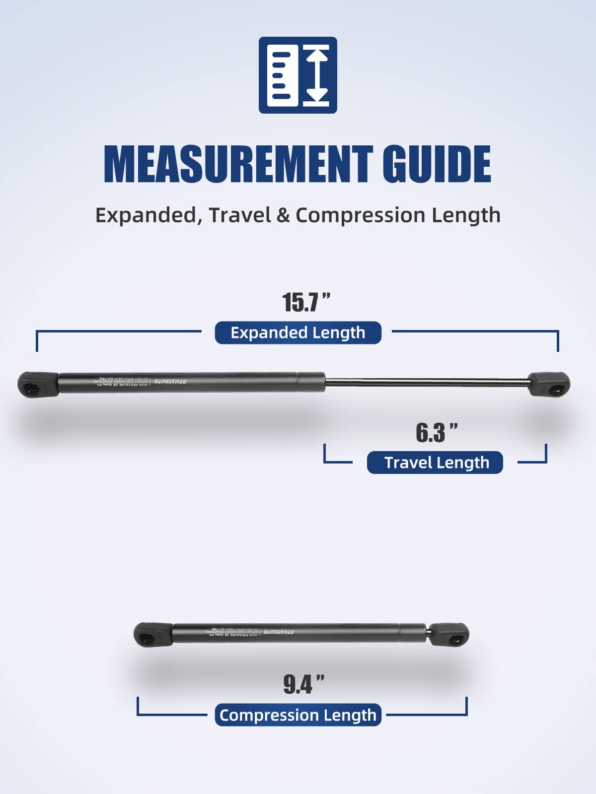Otuayauto 16 Inch Gas Strut - 200N/45Lbs Universal Lift Support - C1615208, C1622331 Gas Shocks For Tool Box Shock, Truck Cap St