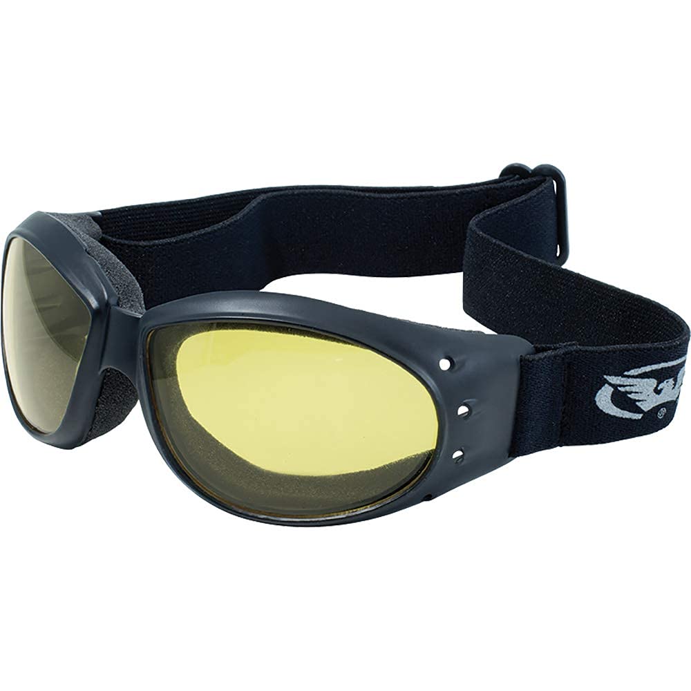 Global Vision Eliminator Dirt Bike Padded Motorcycle Riding Goggles For Men And Women (Black Frame/Smoke Lens) (Black Frame/Yell