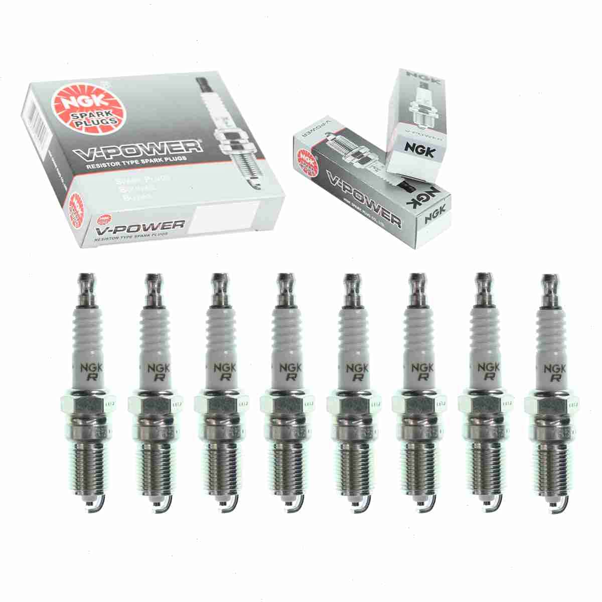 8 pc NGK V-Power Spark Plugs compatible with GMC Yukon XL 1500 5.3L 6.0L 6.2L V8 2000-2014