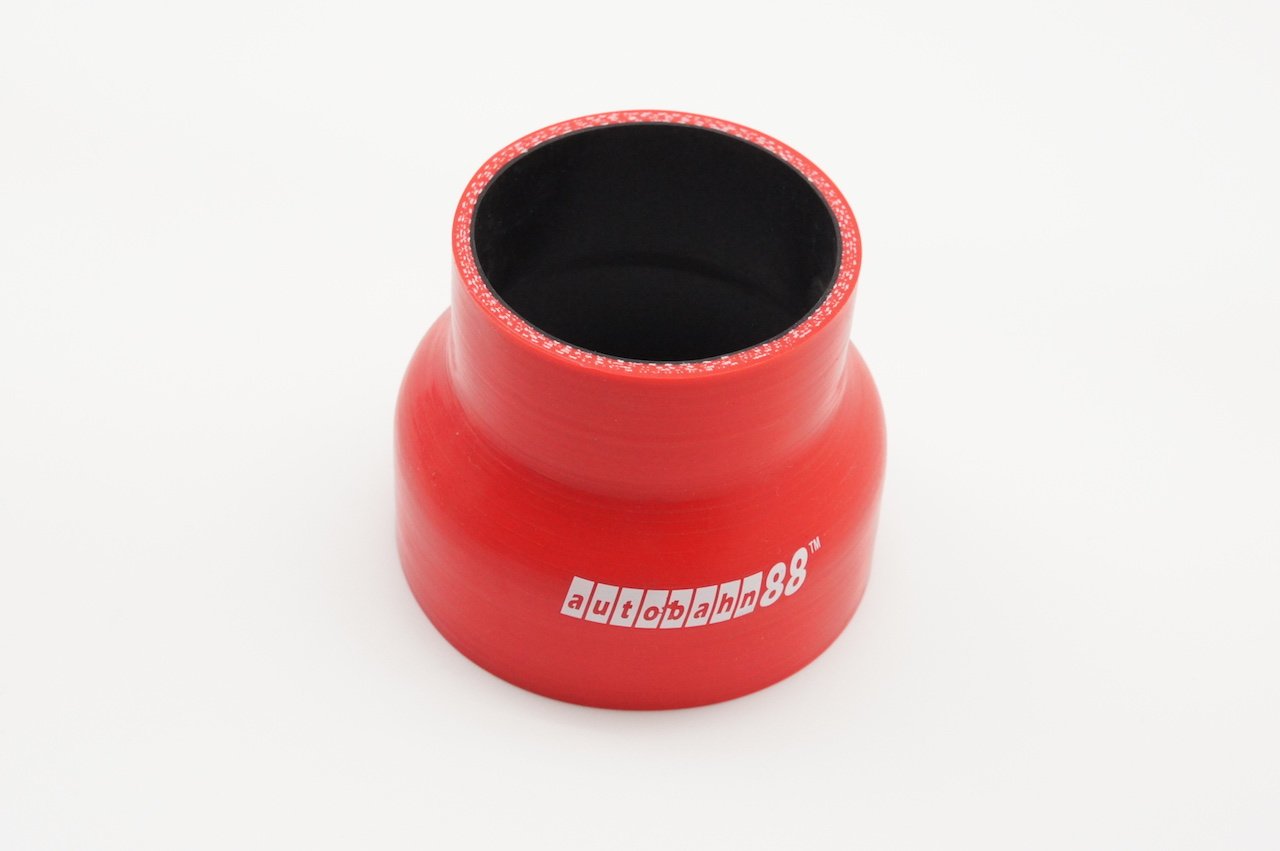 Autobahn88 Automotive Silicone Hose Bend, Reducer Coupler, ID=2.38'' to 2'' (60 to 51mm), Length 3.3'' (85mm), Wall Thickness= 0