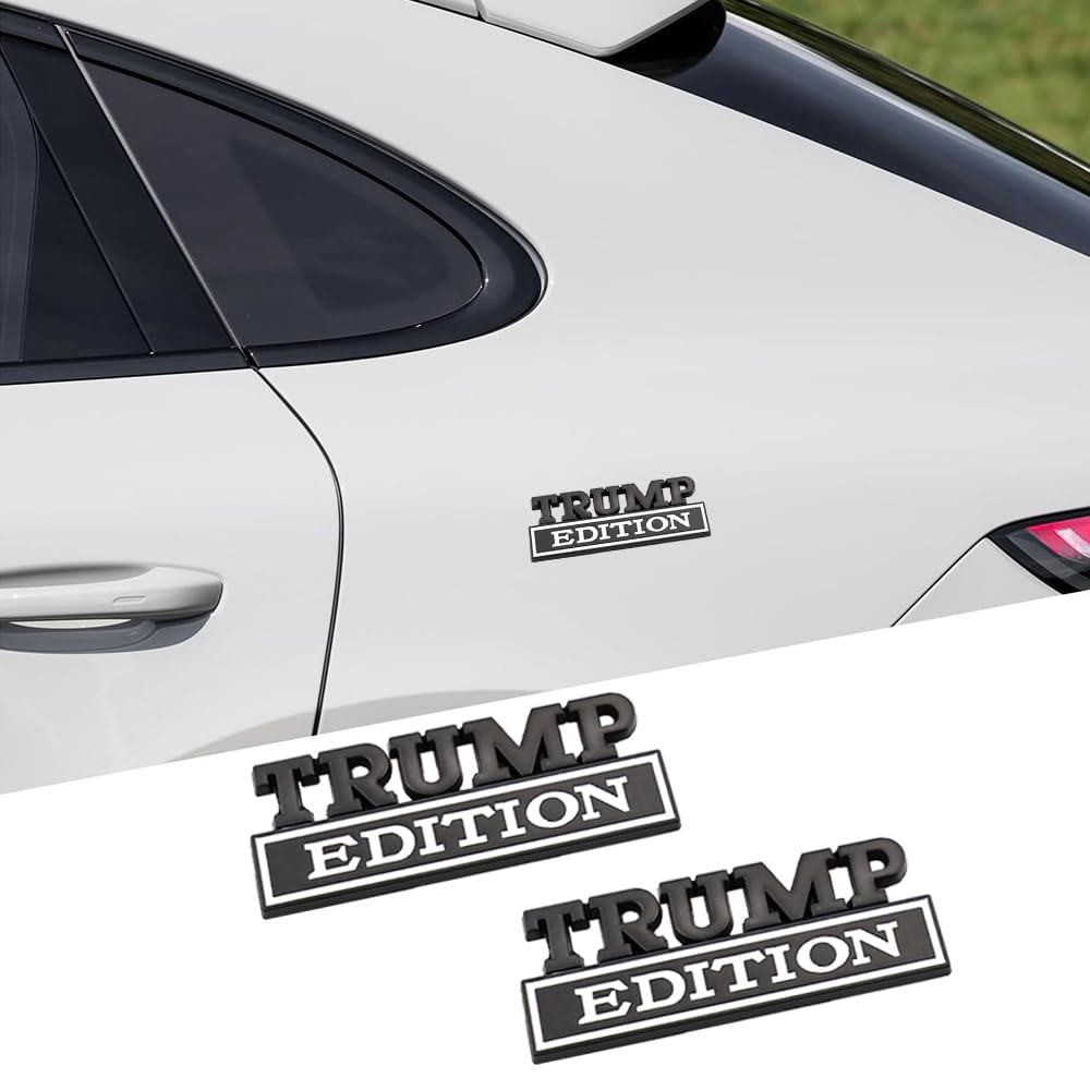 Carrun 2 Pcs Trump Edition Emblem Car Side Rear Front Hood Trunk Door Fender Bumper Metal Badge 3D Decal Sticker Fit For F-150 F