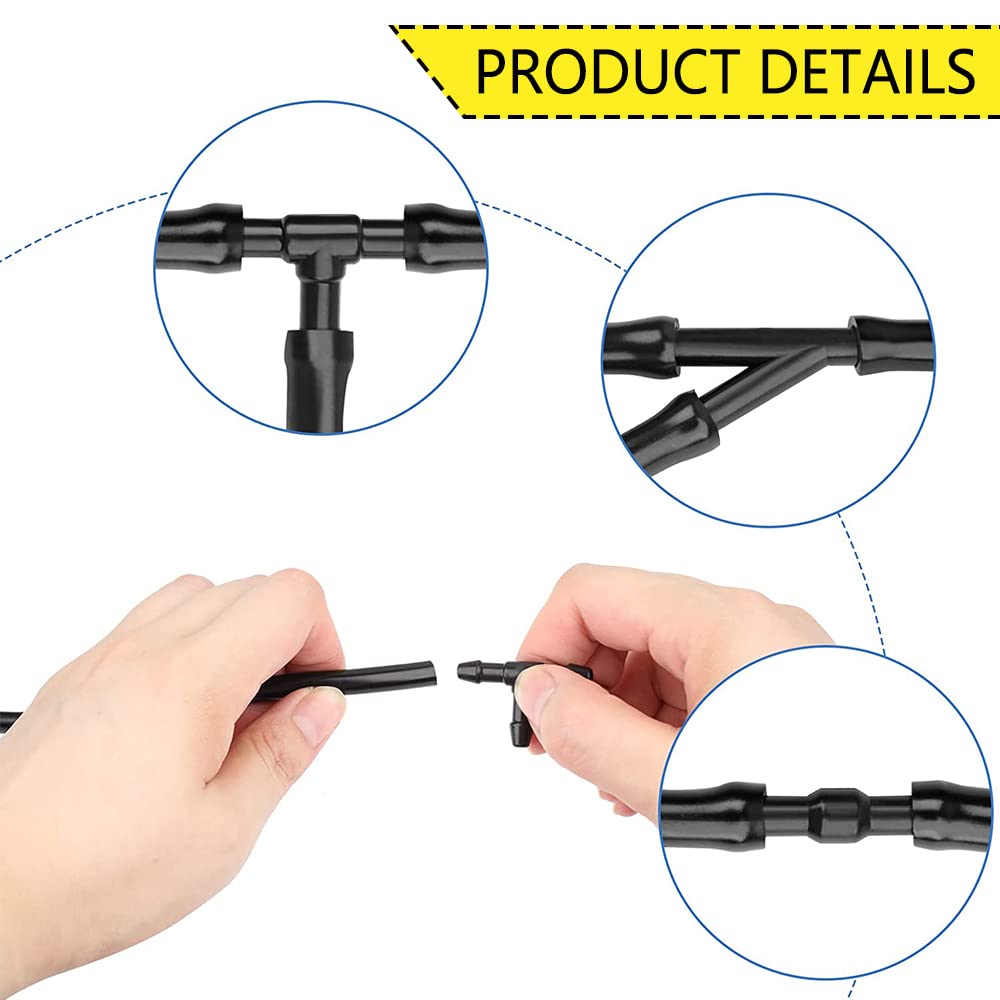 Windshield Washer Hose Kit, 3 Meter Washer Fluid Hose With 6 Pcs Hose Connectors, Windshield Washer Nozzles Kit Suitable For Most Car Windshield Fluid Tubing