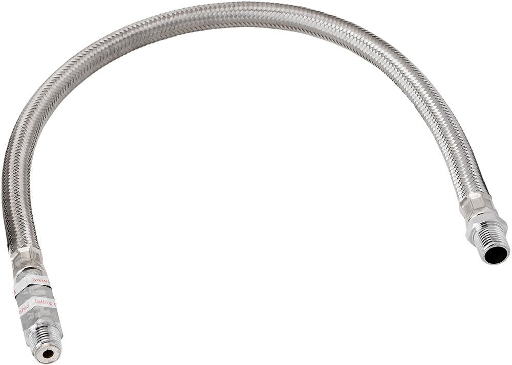 Vixen Horns Stainless Steel Air Compressor Braided Leader Hose with Check Valve 1/4 NPT Male to 1/4 NPT Male 20inch Chrome VXA73