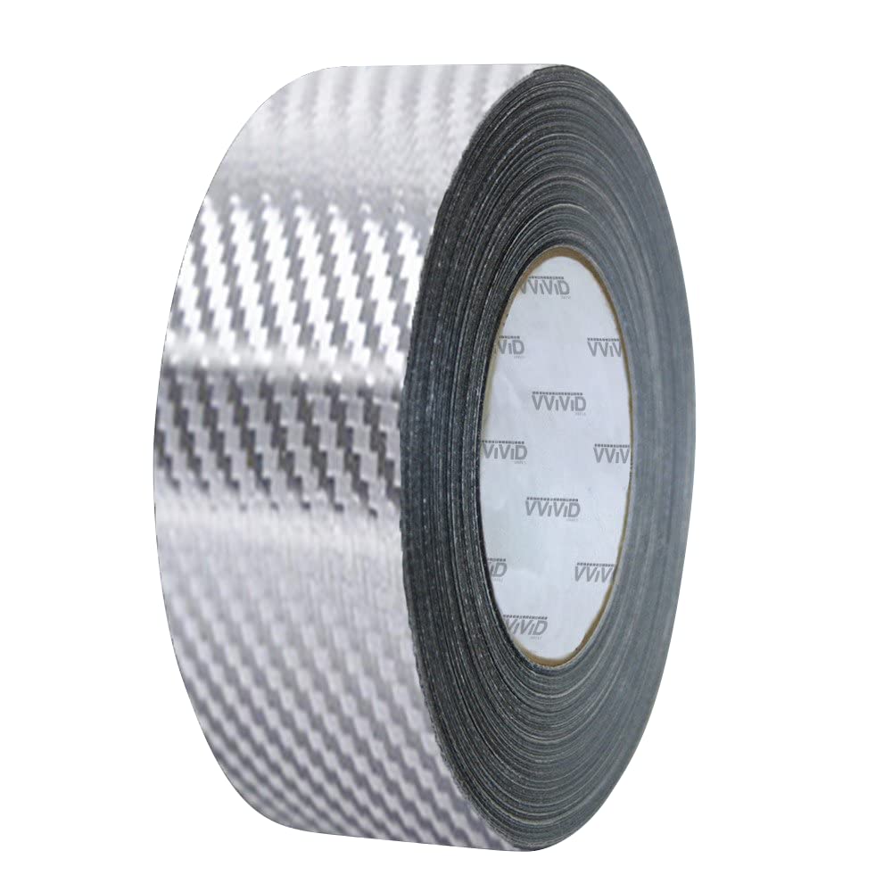 Vvivid Dry Carbon Fibre Detailing Vinyl Wrap Tape 2 Inch X 20Ft Roll Diy (Silver)