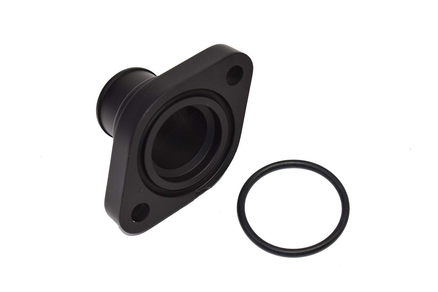 A-Team Performance - Straight Up Style Water Neck Thermostat Housing - Compatible with SBC BBC Chevy Hot Rod Rat Rod 283 302 305 327 350 383 396 427 454 502 Black