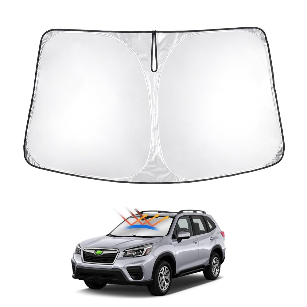 T Tgbros Windshield Sun Shade Custom Fit For 2019-2023 2024 Subaru Forester Accessories Foldable Sun Shield Reflective Polyester