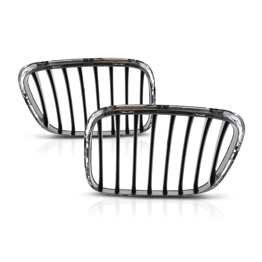 For BMW X5 2000 2001 2002 2003 Grille Driver and Passenger Side | Pair | Chrome | Made of Plastic | Replacement For BM1200152, B