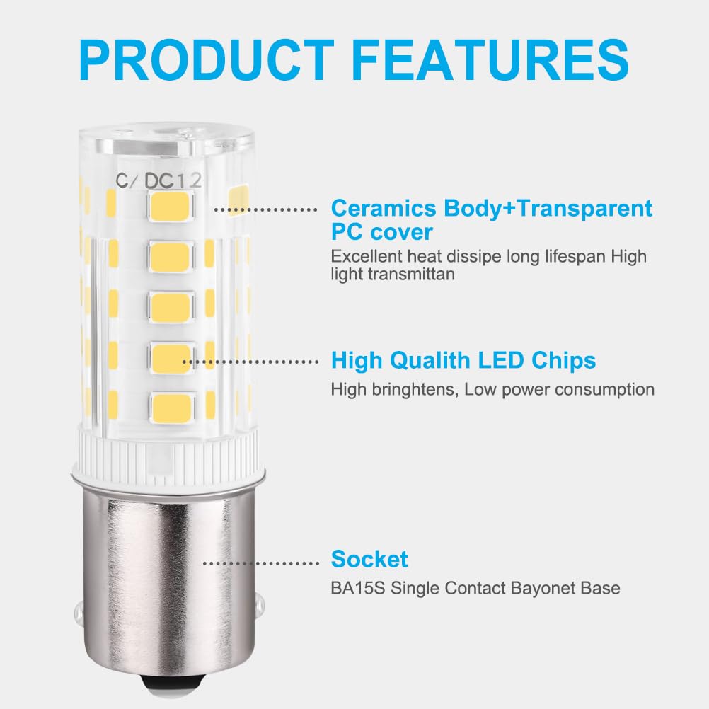 Hryspn 4Pcs 1156 Led Bulb 12V 24V, Ba15S Led Bulbs Bayonet Single Contact Base For Landscape Rv Camper Interior Marine Boat Trai